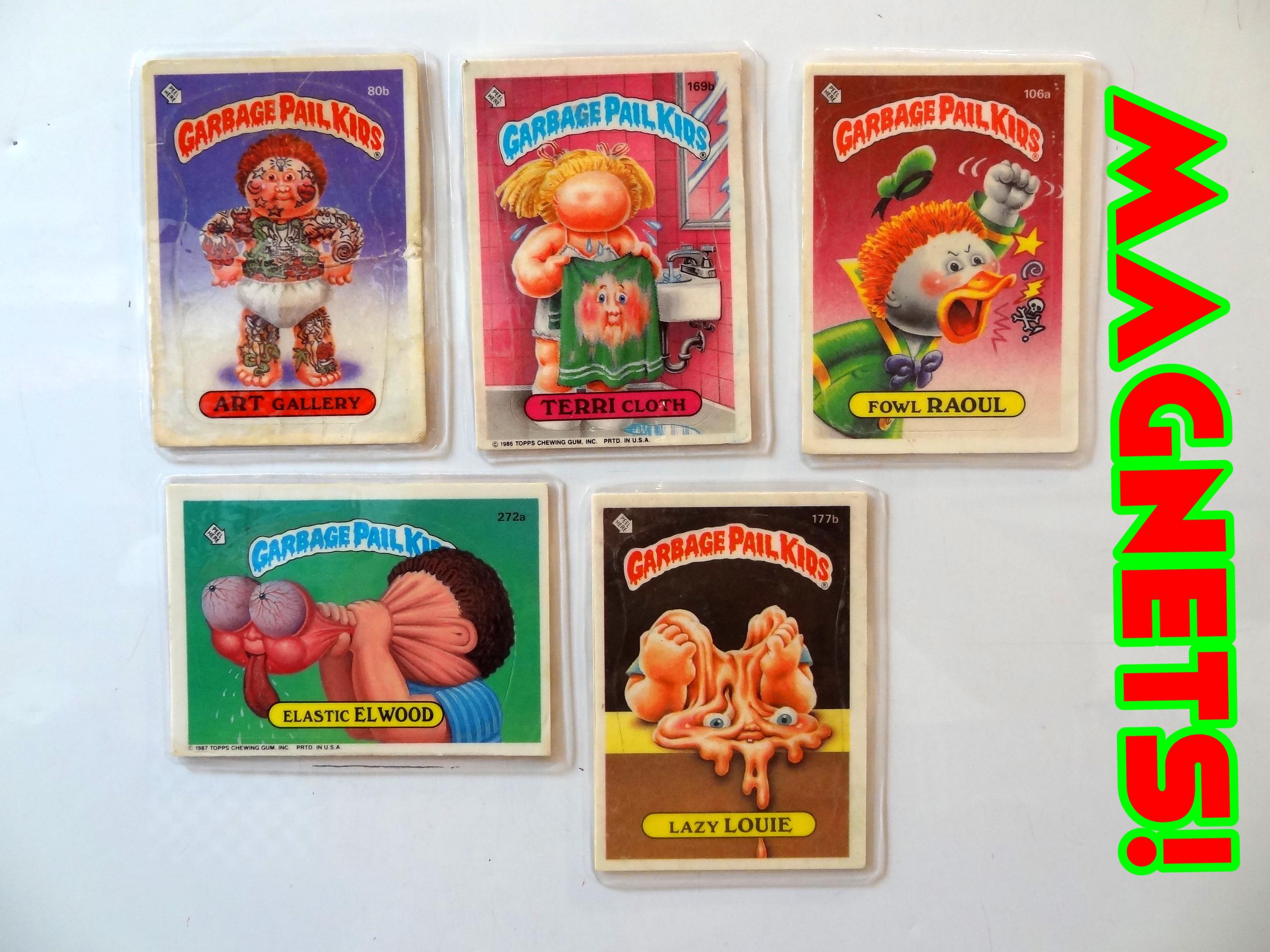 Garbage Pail Kids Magnets (set of 5) Art Gallery, Terri Cloth, Elastic Elwood, Lazy Louie