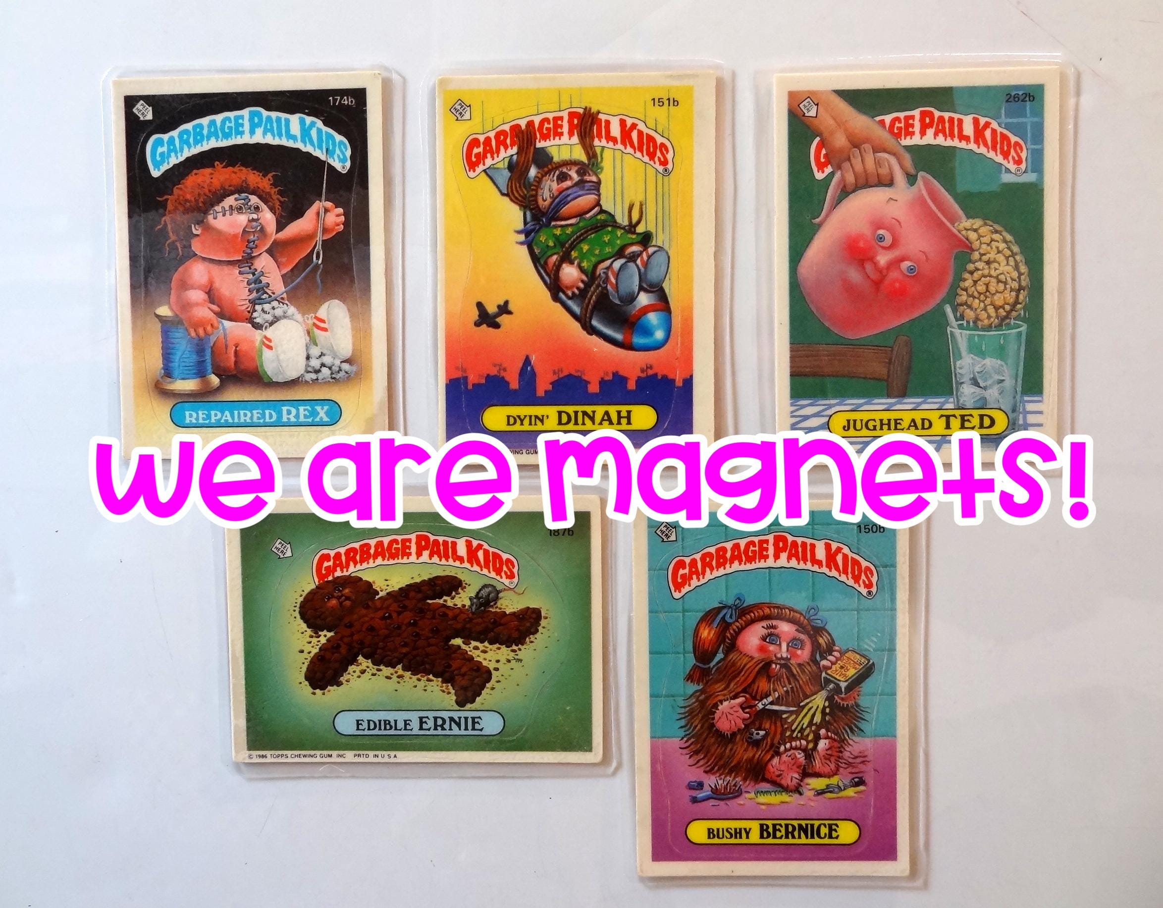 Garbage Pail Kids Magnets (set of 5) Repaired Rex, Dyin Dinah, Jughead Ted, Edible Ernie - Image 1