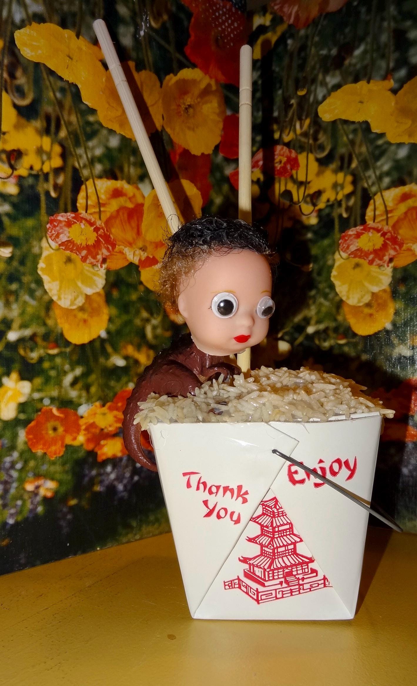 Faux Food Toy Sculpture with Dinosaur in Chinese Food - Thumbnail 3