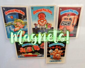 Garbage Pail Kids Magnets (set of 5) Wormy Shermy, Bustin Dustin, Shish K. Bob, Monte Carlo, See More Seymour