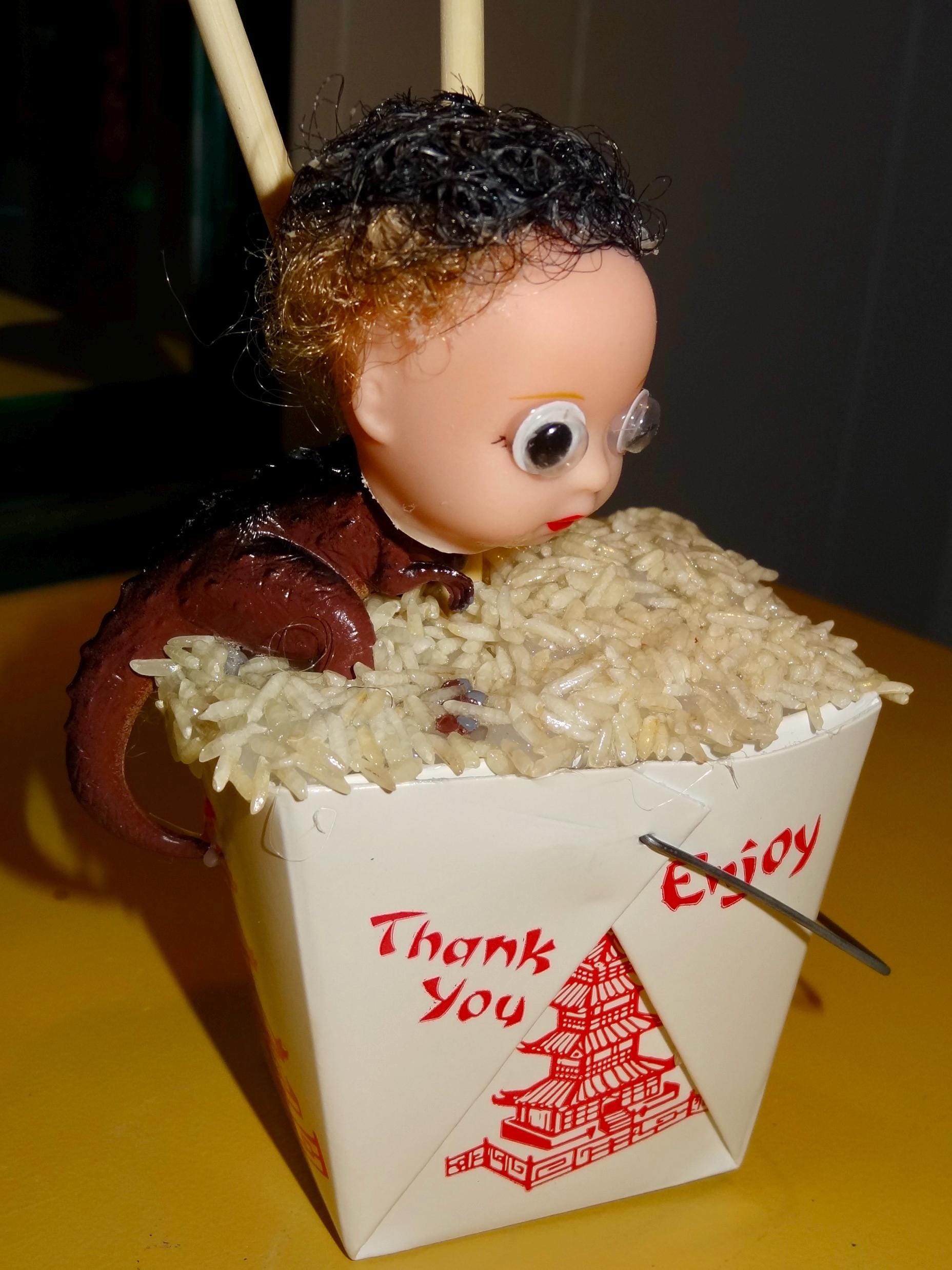 Faux Food Toy Sculpture with Dinosaur in Chinese Food - Thumbnail 5