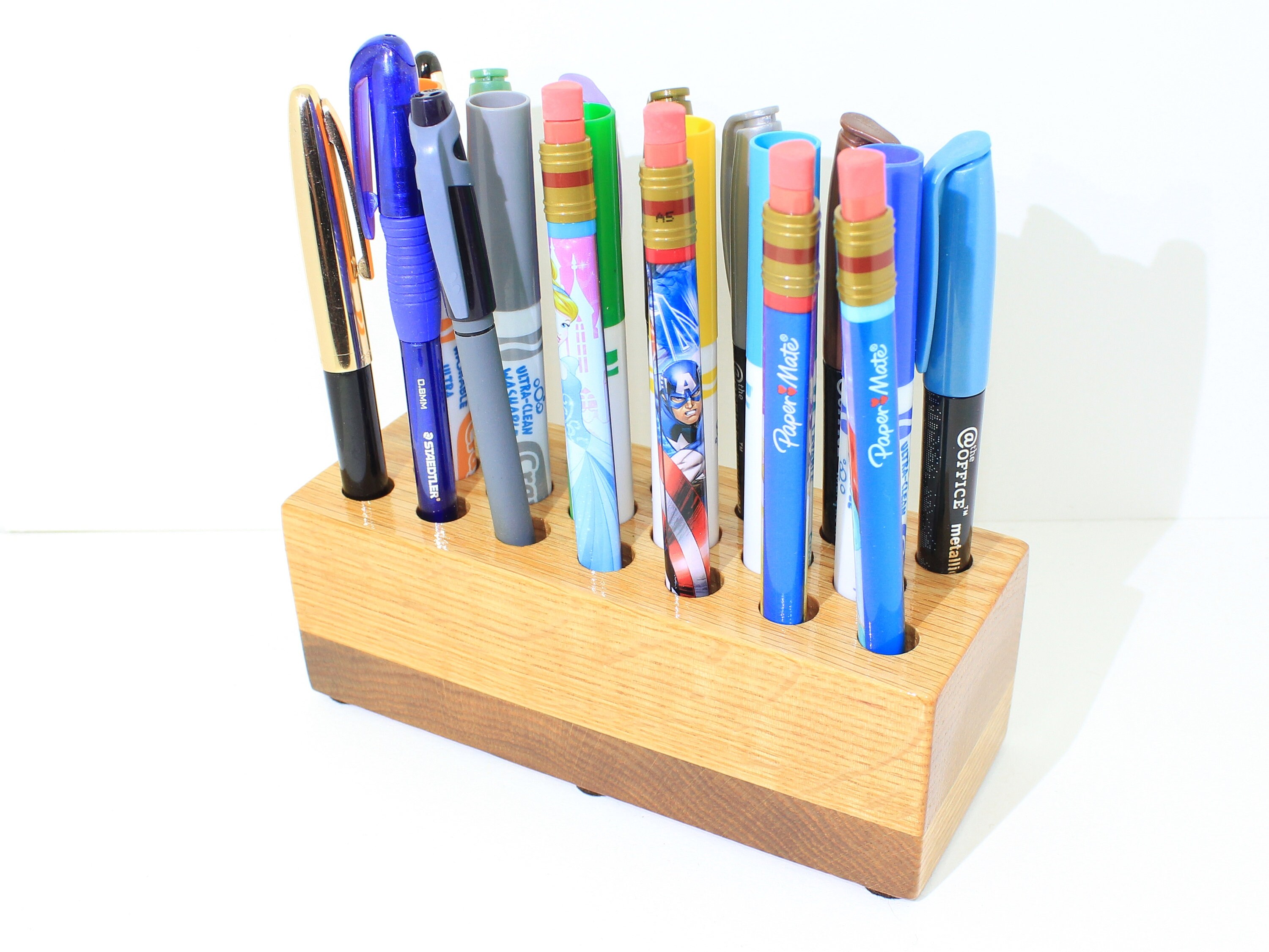 Red Oak Wooden Marker Holder Pen Display Stylus Display Etsy