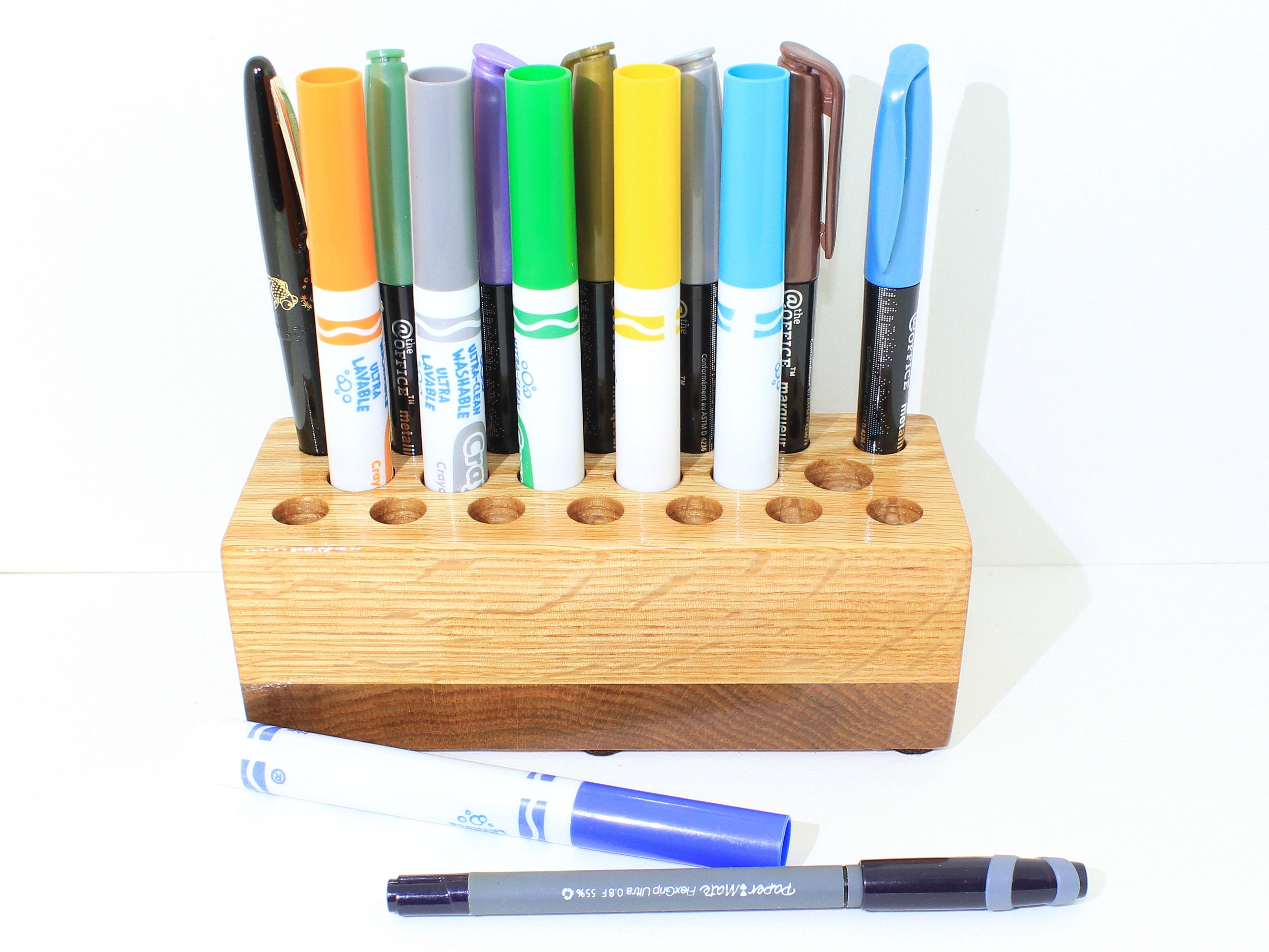 Red Oak Wooden Marker Holder Pen Display Stylus Display Etsy