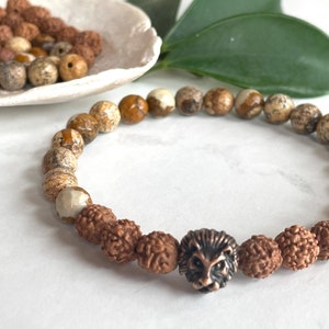 Lion Men Bracelet, Lion King Movies, Natural Jasper, Rudraksha Beads, Father's Day Gift, Brown Gemstone, Gift for Dad, Men Bracelet, Energy image 2