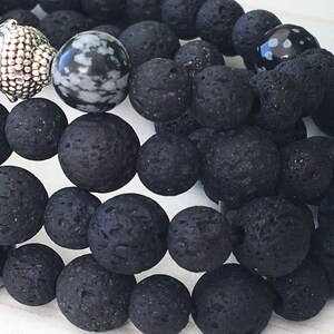 Mother's Yoga Necklace, Black Volcanic Gift, Mantras Mala 108, Jewelry Prayer Zen, Snowflake Obsidian, Healing Mala 108, Lava Gems, Wrists 4 image 5