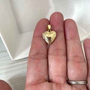 18k Gold Heart, Locket Charms, Picture Locket Pendant, Valentine Gift, Delicat Heart Chain, Dainty Heart Shape, Love Locket Necklace, Gold image 3