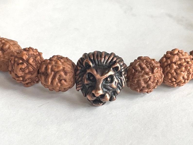 Lion Men Bracelet, Lion King Movies, Natural Jasper, Rudraksha Beads, Father's Day Gift, Brown Gemstone, Gift for Dad, Men Bracelet, Energy image 5