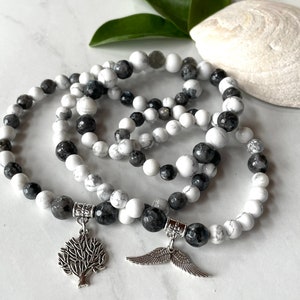 Mala 108 Howlite Zen, Mothers Mala Gift , Labradorite Necklace, Mala Meditation 108, Yoga Gift Mala, Tree of life Mala, Protection Japa Mala image 1