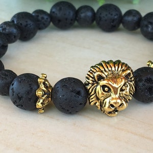 Gift for Dad, Dragon Vein Lava Gem, Lionhead Bracelet, Lion King Bracelet, Leo Lion Bracelet, Lava Lion Gift Leo, Rooting Gemstones Gift Zen image 6
