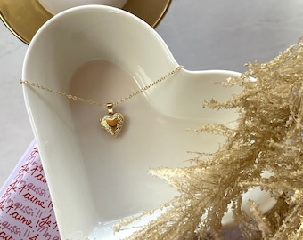 Piccolo medaglione a forma di cuore, regalo per la fidanzata, catena delicata, ciondolo fotografico ricordo, collana d'amore, cuore placcato oro 18k