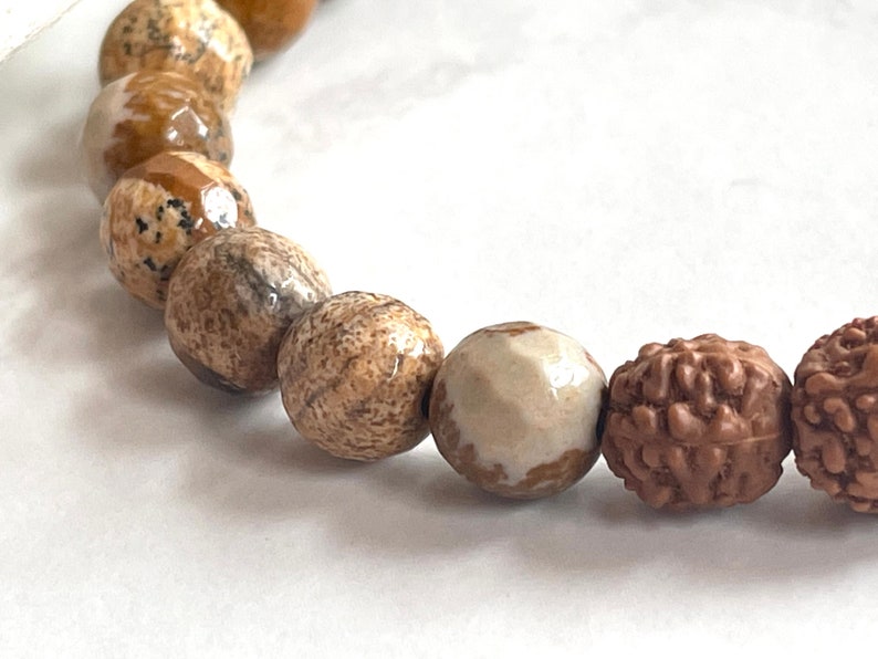 Lion Men Bracelet, Lion King Movies, Natural Jasper, Rudraksha Beads, Father's Day Gift, Brown Gemstone, Gift for Dad, Men Bracelet, Energy image 3