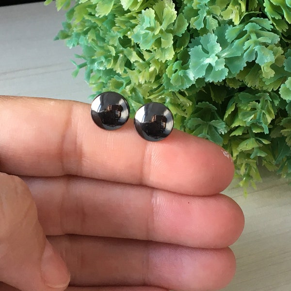 Strenght, Love, Courage, Black 10mm Stud, Hematite Earring, Black Hematite, Hematite Studs, Post Earring, Black Earrings, Gemstone Post 10mm