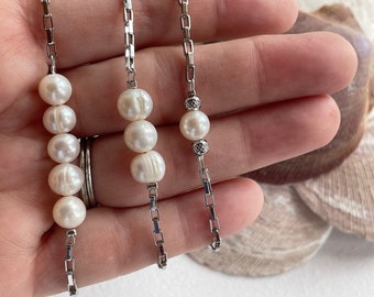 Pearl Necklace, Mother's Day, Cultured Pearl, Bridemaid Gift, Pearl Chain, Birthday Jewelry, Chic Necklace, Pearl 7mm, Wedding Gift Girl Mom