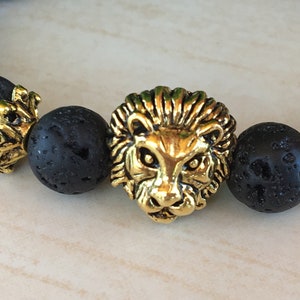 Gift for Dad, Dragon Vein Lava Gem, Lionhead Bracelet, Lion King Bracelet, Leo Lion Bracelet, Lava Lion Gift Leo, Rooting Gemstones Gift Zen image 5