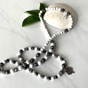 Mala 108 Howlite Zen, Mothers Mala Gift , Labradorite Necklace, Mala Meditation 108, Yoga Gift Mala, Tree of life Mala, Protection Japa Mala image 7