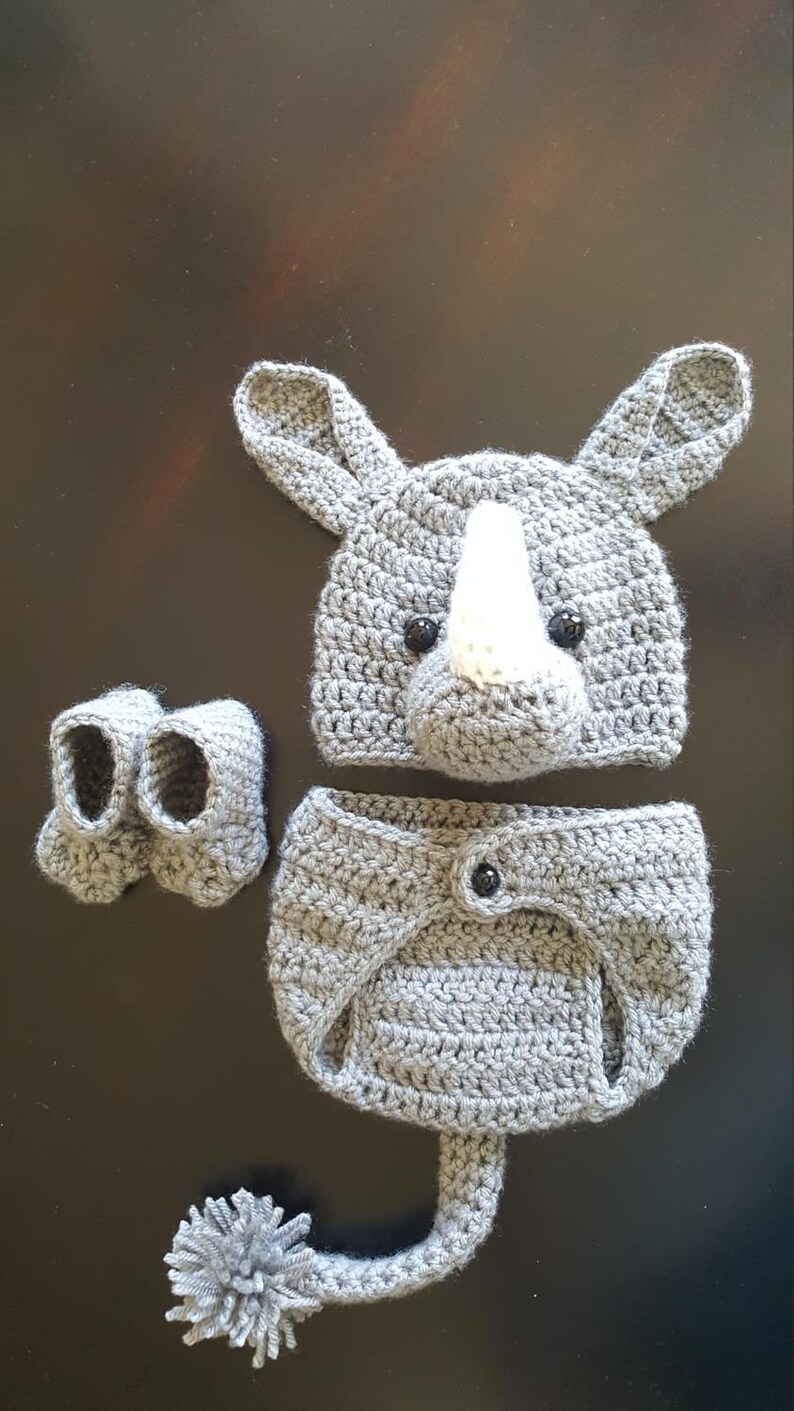 Crochet Newborn Rhino Outfit Baby Girl or Boy Safari Costume Etsy Canada