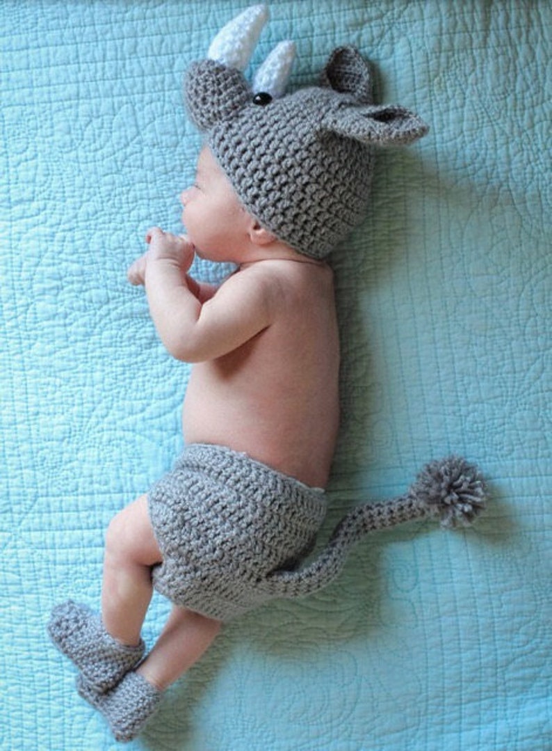 Crochet Newborn Rhino Outfit Baby Girl or Boy Safari Costume Etsy
