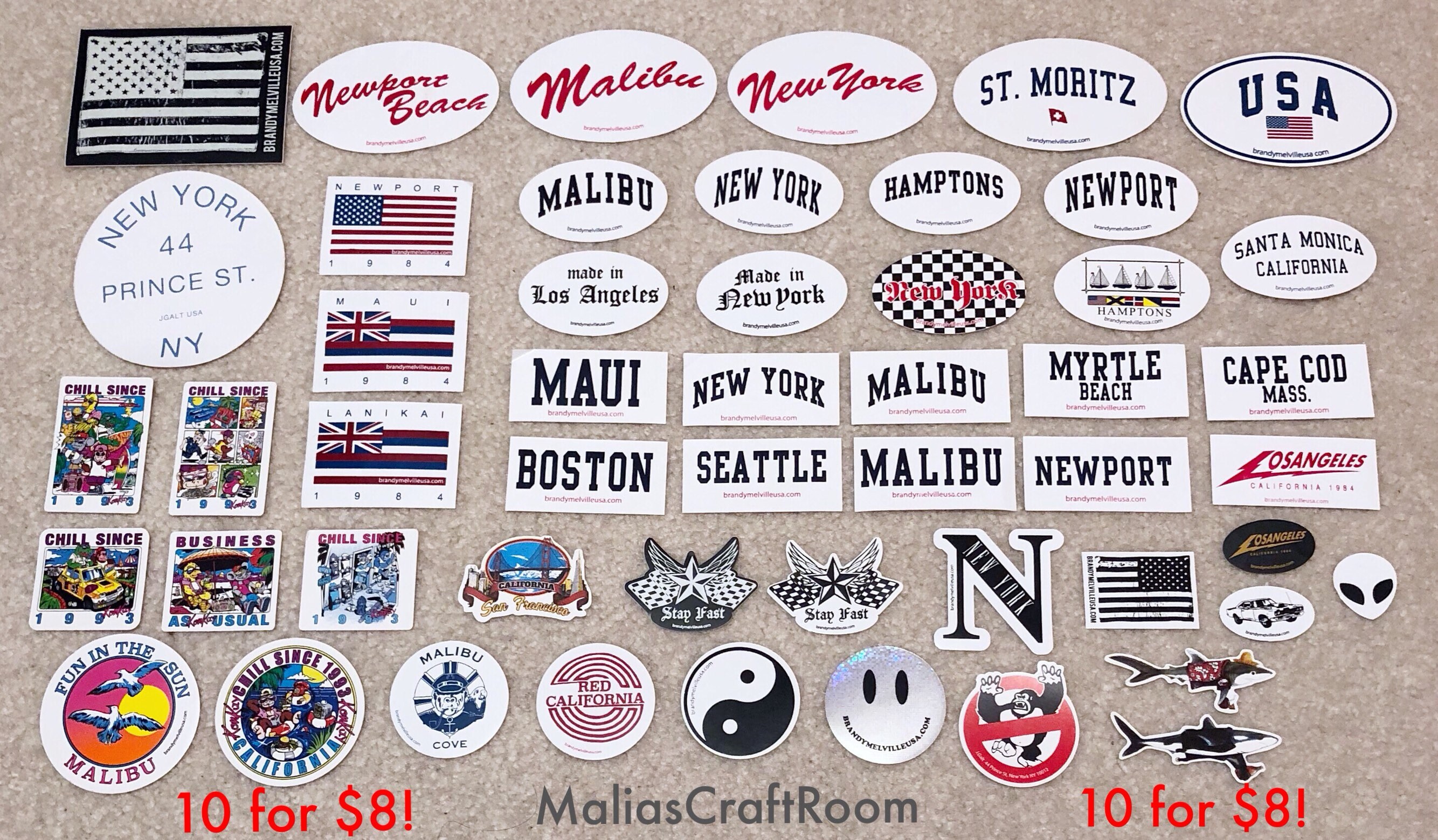 Brandy Melville Stickers – Mixed Designs – One Size – New Without Tags