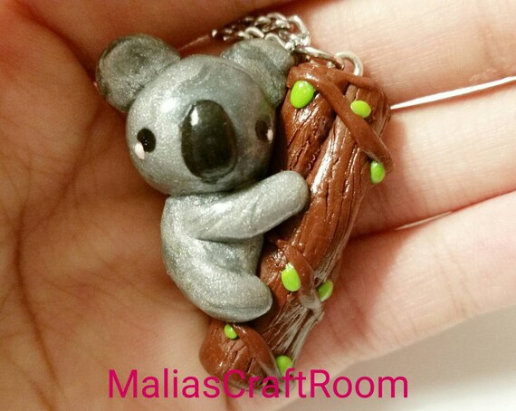 Polymer Clay Koala Tree Hugger Charm On A Necklace Keychain Etsy