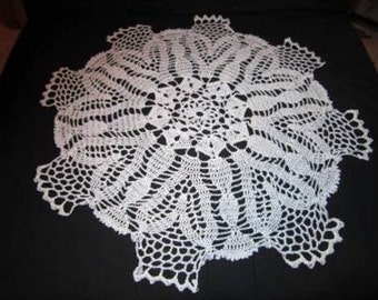 White crochet blanket with lace