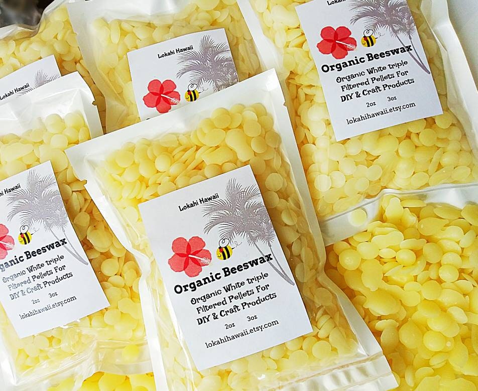 Organic Yellow &white Beeswax Pellets 2 Lb 1lb in Each Bag Triple Filtered,  Easy Melt Bees Wax Pastilles for DIY Candle Skin Care Lip Balm 
