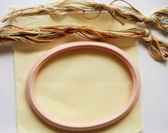 Embroidery Kit, Aida Cloth, Floss Skeins, Small Pink Frame, Needlepoint, Cross Stitch, Make Your Own Design