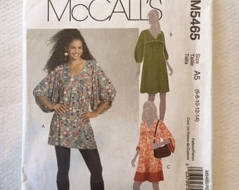 Mid-Century Style Mini, McCalls Sewing Pattern M5465, Misses' Pullover Dress, Sizes 6-8-10-12-14