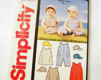 Barboteuse, casquette, robe pour bébés, tailles XS - L, modèle Simplicity 5515, très facile