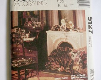 Home Decorating, Victorian Style, McCall's 5127, Vintage Sewing Pattern, Unused Factory Folded, Chair Pad and Cushion, Picture Frame, more