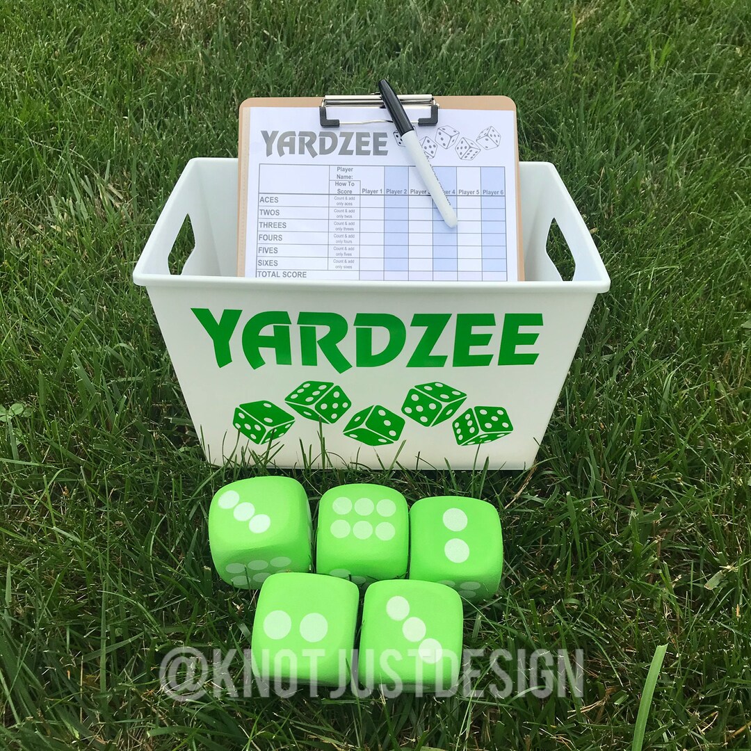 YARDZEE GAME KIT Decal, Dice, Score Card W Instructions, Clipboard, Dry