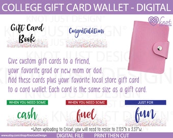 College-Geschenkkarten-Geldbörsen-Set, Abschluss, College-gebunden, High-School-Absolvent, Auszug, Geburtstag, Survival-Kit, digitales/druckbares Set