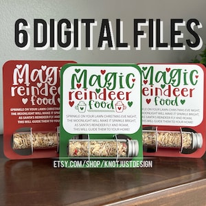 Carta alimentare digitale con renna magica / 6 modelli digitali / Aggiungi il tuo cibo cosparso / Regalo di Natale / Stampa e poi taglia il file PNG / Cricut