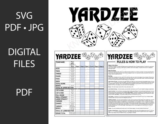 Download Bundle Yardzee Digital Logo Score Card Rules Printable Etsy