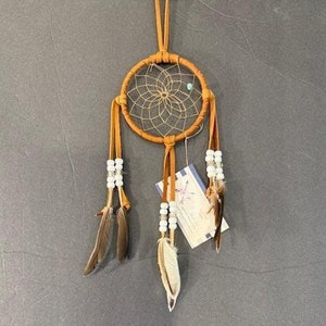 Acchiappasogni fatto a mano con piume d'anatra turchesi e americane