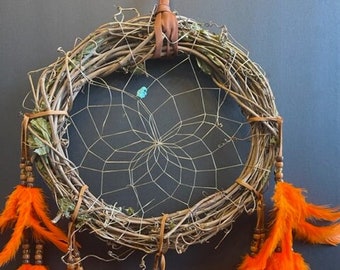 ORANGE Grapevine Wreath Hand Made in the USA of Cherokee Heritage and Inspiration