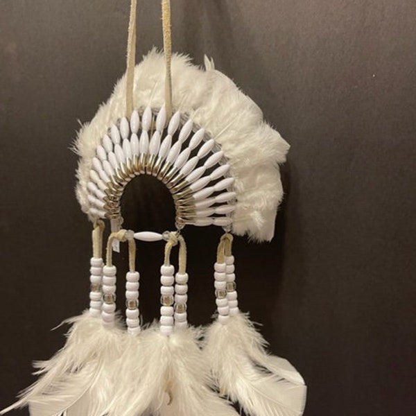 SNOWS END Mini Head Dress Hand Made in the USA of Cherokee Heritage and Inspiration