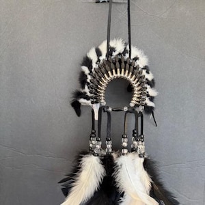 BLACKFOOT SPIRIT, Mini Head Dress Car Charm Rear View Mirror, Car Ornament, Rear View Mirror Ornament, Truck Accessories, Car Accessories