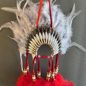 Mini Head Dress Car Charm: Feather Rear View Mirror Ornament