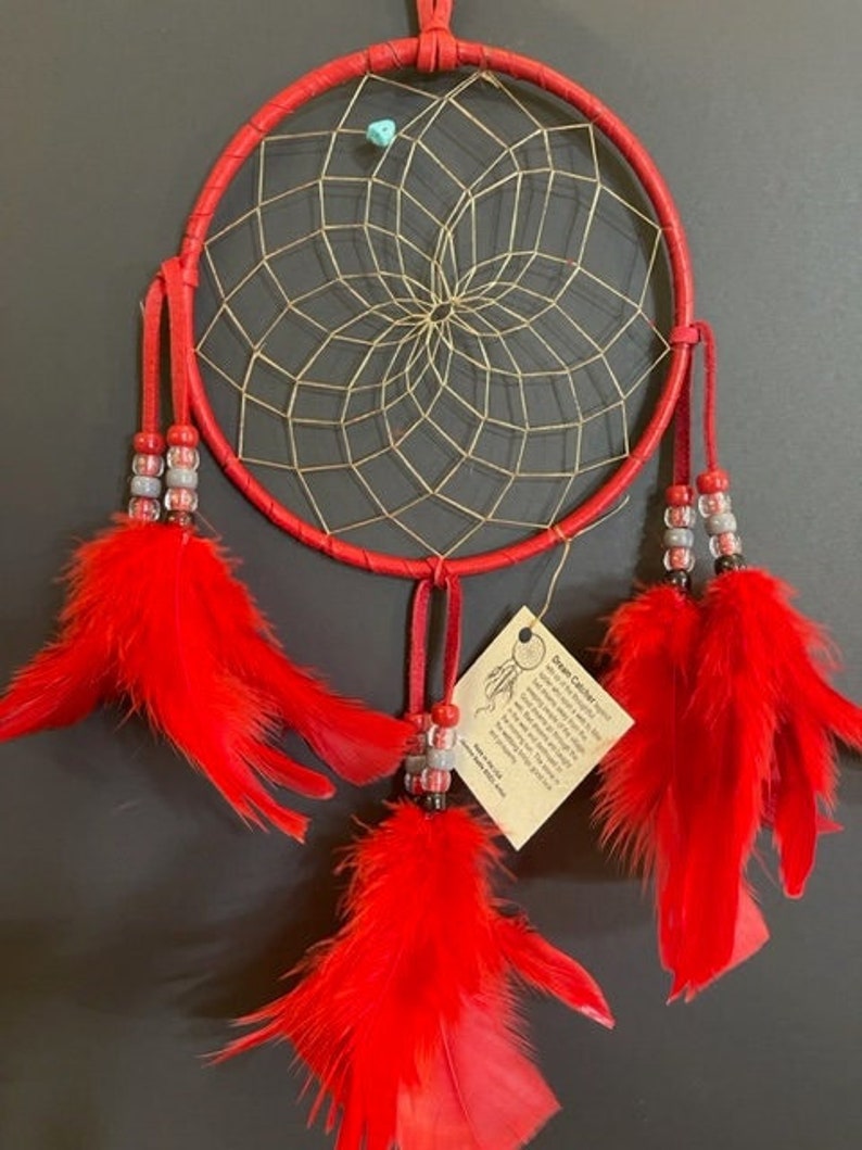 SWEET LOVE Red Dream Catcher With Red Feathers Etsy