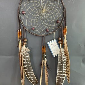 Handmade Dream Catcher: Natural Feathers, Leather Wrapped - Made in USA image 2