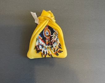 Beaded Leather Medicine Bag: Handcrafted USA Deer Hide Pouch