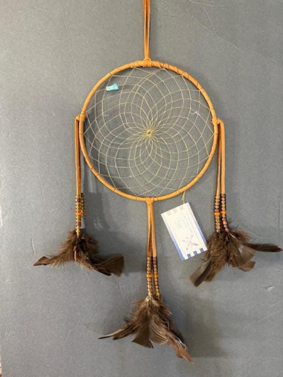 Cherokee Dream Catcher: Brown Turkey Feathers, Turquoise Bead - Etsy, image size:1080x1440