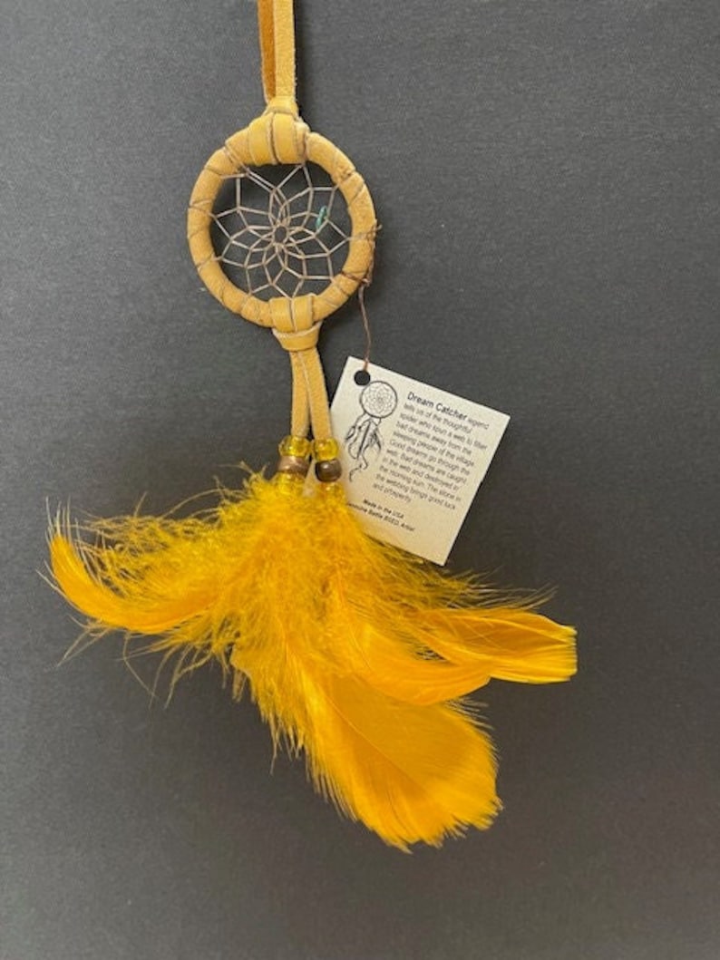 Gold in the Sky Small Gold Dream Catcher for Car, Rear View Mirror