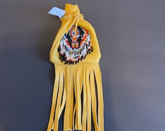 Handmade Beaded Deer Leather Medicine Bag with Fringes