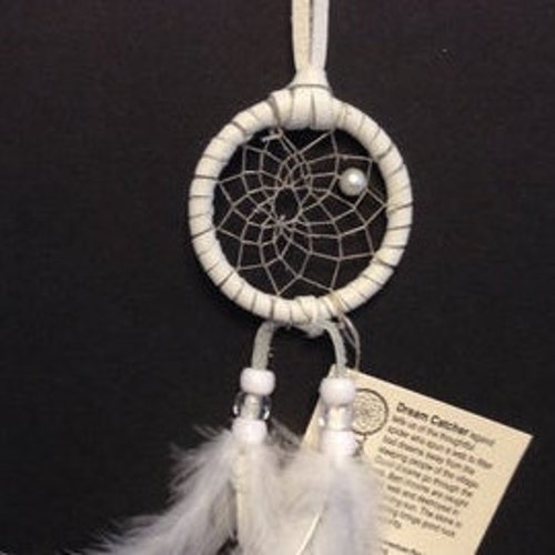 ダックフェザードリームキャッチャー：ターコイズ、レザーラップ