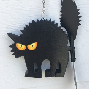 Wicket the Halloween Kitty Whirlygig,  Whirligigs Wind Spinners, Whirligigs, Black Cat