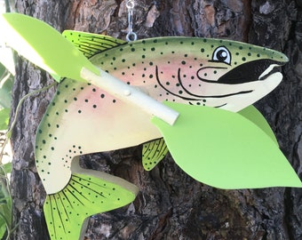Rainbow Trout Whirlygig,  Whirligigs Wind Spinners, Whirligigs