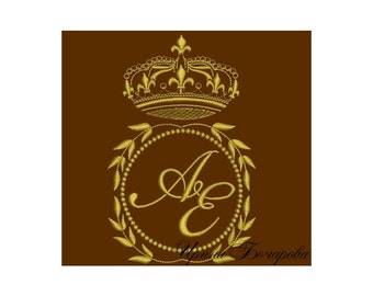 Monogram Machine Embroidery Design Crown Font Digital Embroidery Pattern Monogram Outline