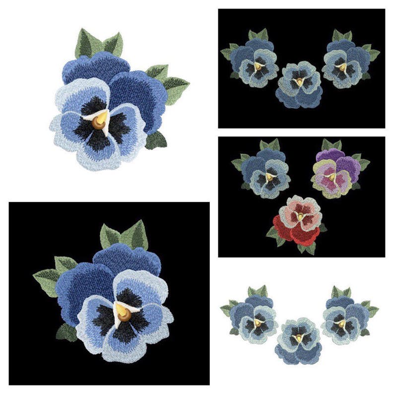 Digital Machine Embroidery Design Pansies Floral Embroidery Etsy