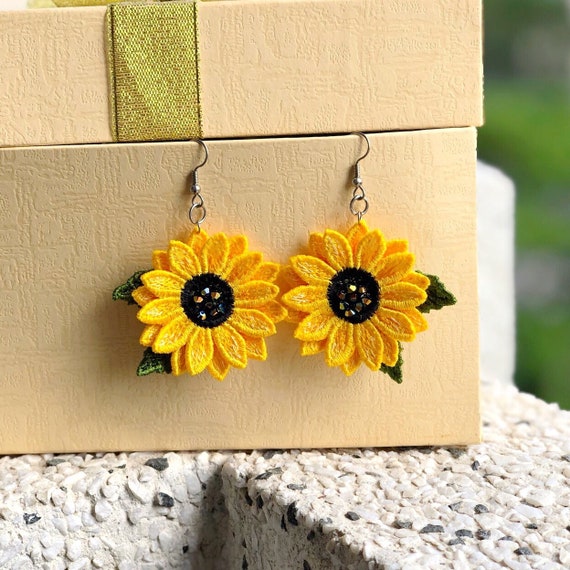 Machine Embroidery Design Sunflowers FSL for Creating Jewelry Etsy
